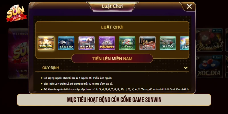 Mục tiêu hoạt động của cổng game SUNWIN